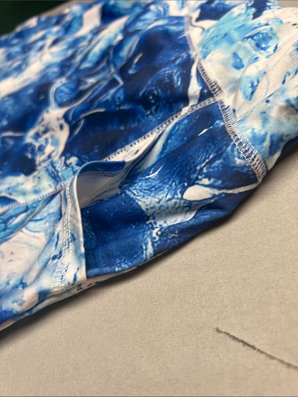 Blue Marble-Print Skater Skirt 0833-a1 - Picture 5 of 5